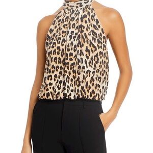 Alice and Olivia Maris Halter Tie-Neck gathered topside small